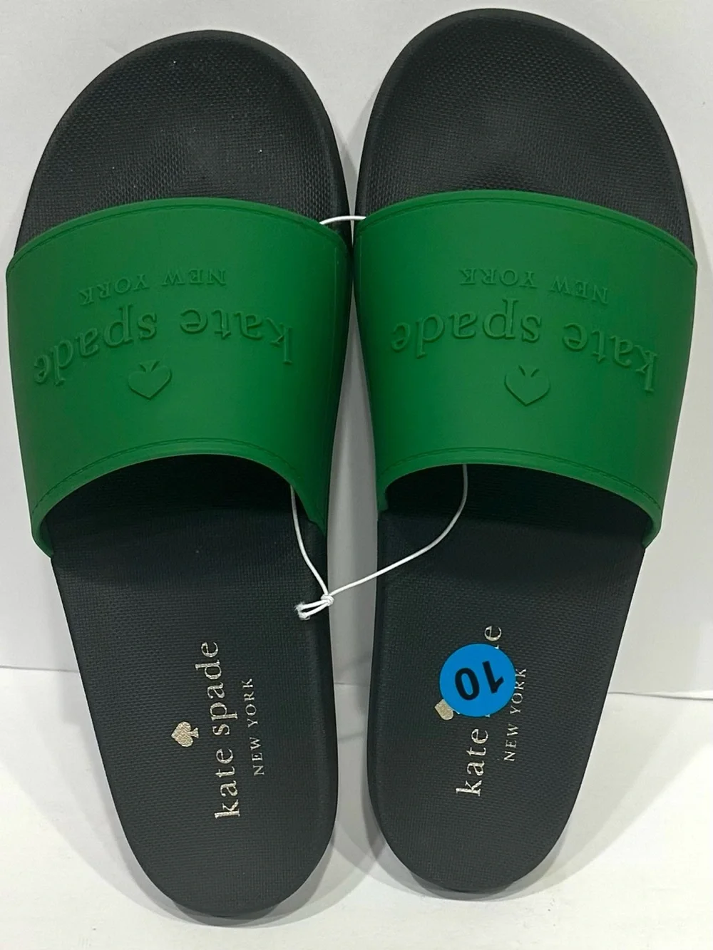 kate spade Green and Black Logo Slide Sandals